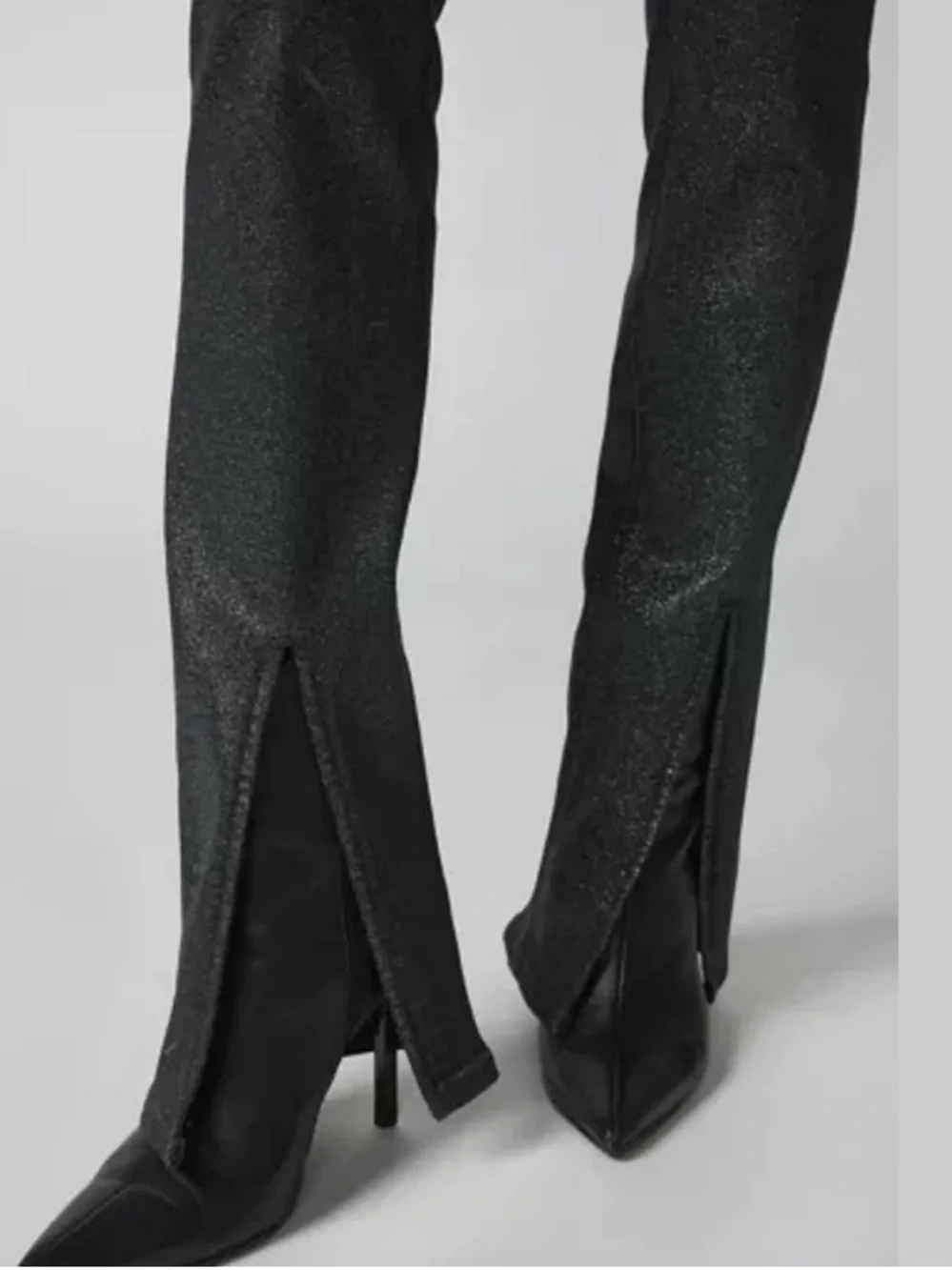 NWT Pistola Colleen High Rise Slim Boot Jean 26 Stargaze Black Glitter Split Hem